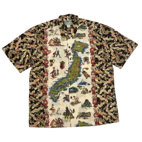 Reyn Spooner Map of JAPAN Vintage Aloha Shirt VERY RARE Mint Condition