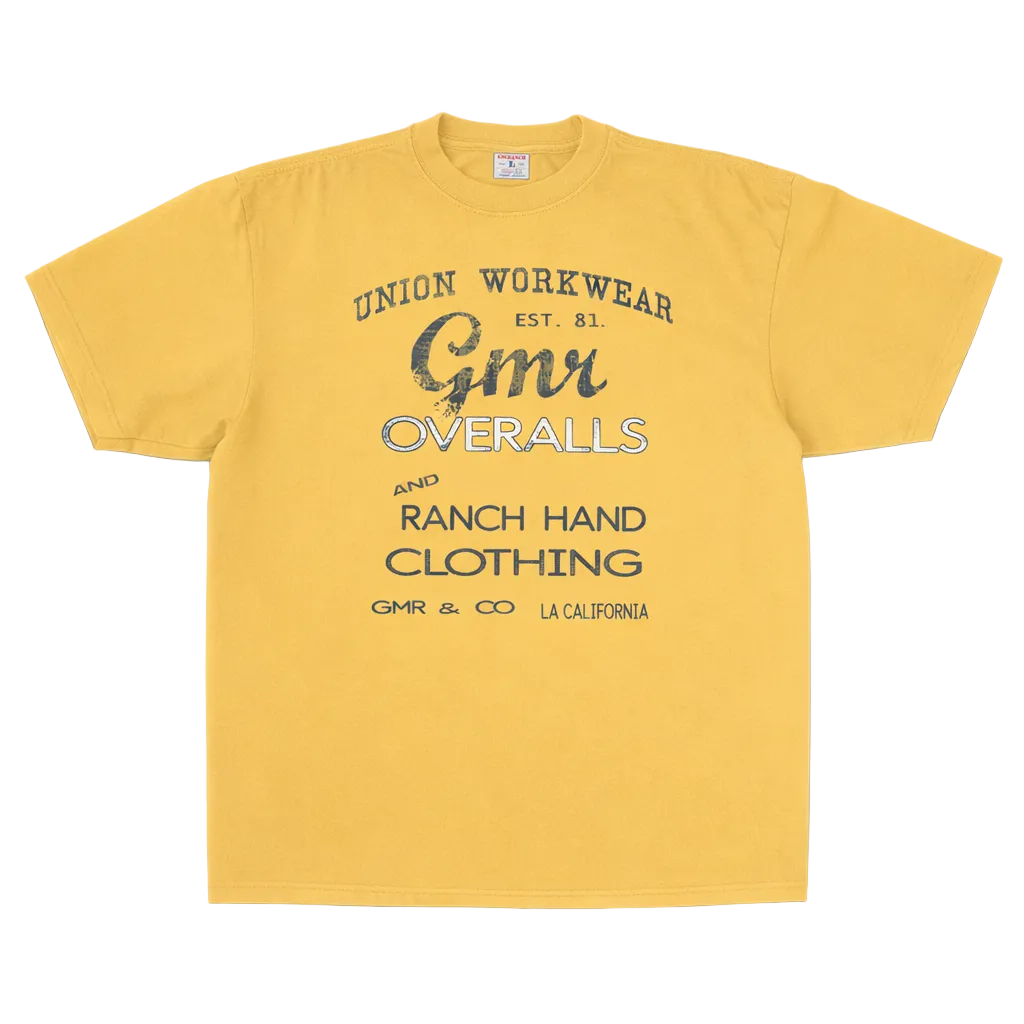 Yellow t-shirt with text on a white background