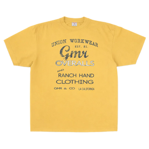 Yellow t-shirt with text on a white background